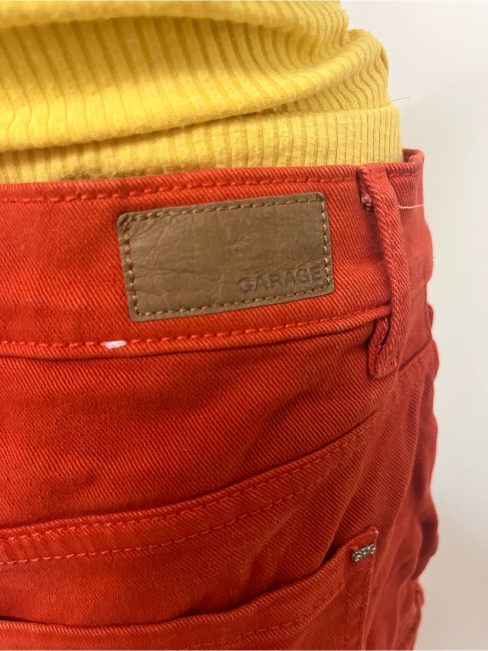 Garage Women's Red Denim Roll-Hem Shorts - Picture 3 of 4